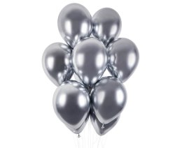 Balony lateksowe, Srebrne Shiny chrom, 33cm, 50 szt. Gemar