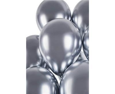 Balony lateksowe, Srebrne Shiny chrom, 33cm, 50 szt. Gemar Balony lateksowe, Srebrne Shiny chrom, 33cm, 50 szt. Gemar