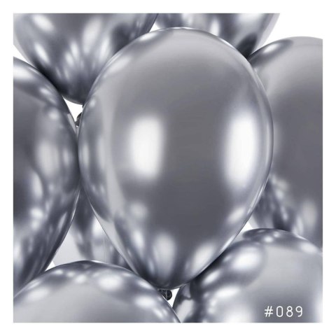 Balony lateksowe, Srebrne Shiny chrom, 33cm, 50 szt. Gemar Balony lateksowe, Srebrne Shiny chrom, 33cm, 50 szt. Gemar