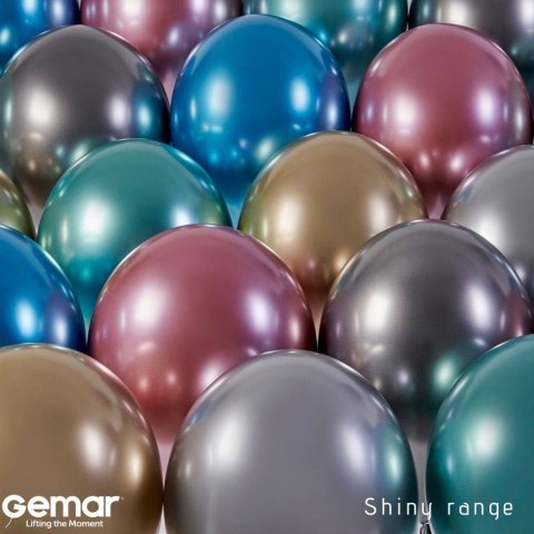 Balony lateksowe, Srebrne Shiny chrom, 33cm, 50 szt. Gemar Balony lateksowe, Srebrne Shiny chrom, 33cm, 50 szt. Gemar
