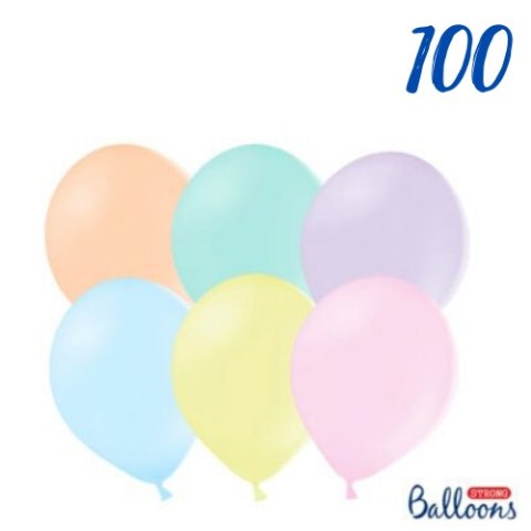 Balony lateksowe Strong, Kolorowe, Pastel Mix, 30 cm, 100 szt. Partydeco Balony lateksowe Strong, Kolorowe, Pastel Mix, 30 cm, 100 szt. Partydeco