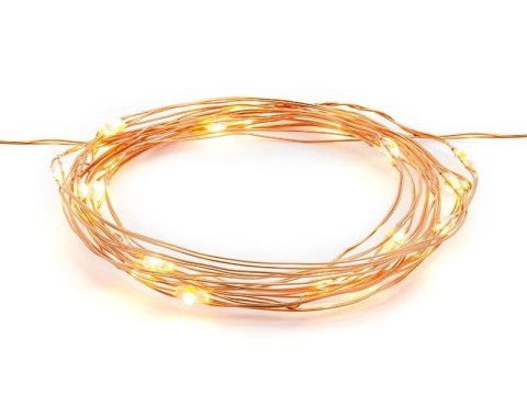 Lampki LED, ciepłe białe, na druciku miedzianym, 20 diod Partydeco Lampki LED, ciepłe białe, na druciku miedzianym, 20 diod Partydeco