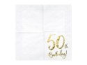 Serwetki '50th Birthday' na 50 urodziny, białe, 33x33cm (1 op. / 20 szt.) Partydeco