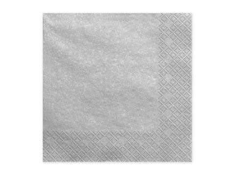 Serwetki trójwarstwowe, srebrny metalizowany, 33x33cm (1 op. / 20 szt.) Partydeco Serwetki trójwarstwowe, srebrny metalizowany, 33x33cm (1 op. / 20 szt.) Partydeco