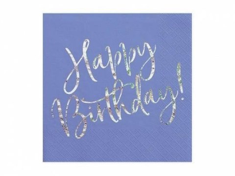 Serwetki urodzinowe Happy Birthday, niebieskie, 33x33cm Partydeco Serwetki urodzinowe Happy Birthday, niebieskie, 33x33cm Partydeco