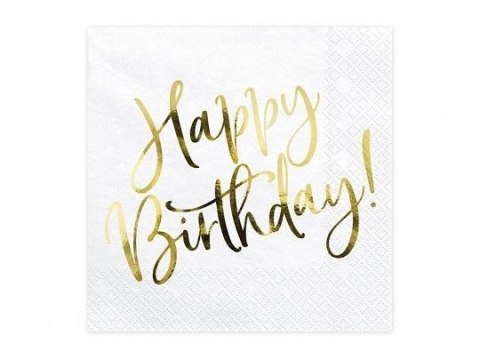 Serwetki urodzinowe z napisem Happy Birthday, 33cm, 20 szt. Partydeco Serwetki urodzinowe z napisem Happy Birthday, 33cm, 20 szt. Partydeco