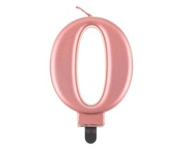 Świeczka cyferka 0, metalik Rose Gold, 8 cm Marka niezdefiniowana
