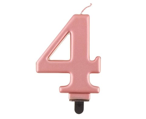 Świeczka cyferka 4, metalik Rose Gold, 8 cm Marka niezdefiniowana Świeczka cyferka 4, metalik Rose Gold, 8 cm Marka niezdefiniowana