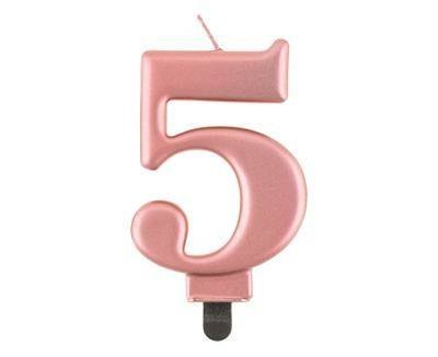 Świeczka cyferka 5, metalik Rose Gold, 8 cm Marka niezdefiniowana Świeczka cyferka 5, metalik Rose Gold, 8 cm Marka niezdefiniowana