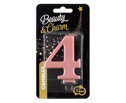 Świeczka cyferka 5, metalik Rose Gold, 8 cm Marka niezdefiniowana