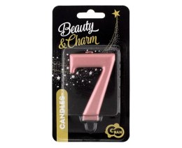 Świeczka cyferka 7, metalik Rose Gold, 8 cm Marka niezdefiniowana