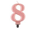 Świeczka cyferka 8, metalik Rose Gold, 8 cm Marka niezdefiniowana