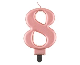 Świeczka cyferka 8, metalik Rose Gold, 8 cm Marka niezdefiniowana