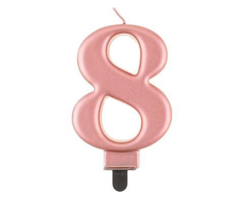 Świeczka cyferka 8, metalik Rose Gold, 8 cm Marka niezdefiniowana Świeczka cyferka 8, metalik Rose Gold, 8 cm Marka niezdefiniowana