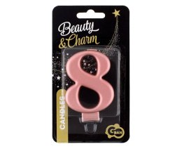 Świeczka cyferka 8, metalik Rose Gold, 8 cm Marka niezdefiniowana