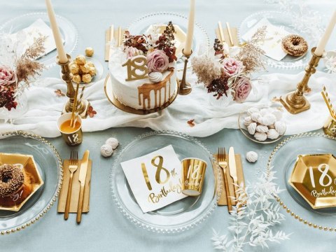 Świeczka urodzinowa liczba 18 urodziny, złota, 7.5cm Partydeco Świeczka urodzinowa liczba 18 urodziny, złota, 7.5cm Partydeco