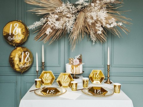 Świeczka urodzinowa liczba 18 urodziny, złota, 7.5cm Partydeco Świeczka urodzinowa liczba 18 urodziny, złota, 7.5cm Partydeco