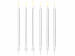 Świeczki urodzinowe, gładkie, białe 14 cm, 12 szt. Partydeco