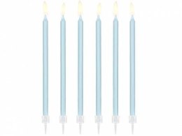 Świeczki urodzinowe, gładkie, niebieskie, 14 cm, 12 szt. Partydeco