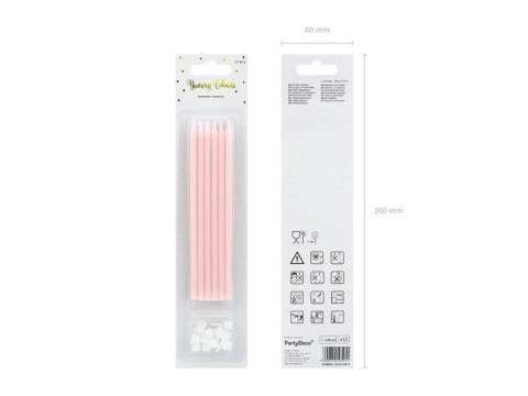 Świeczki urodzinowe, gładkie, różowe, 14 cm, 12 szt. Partydeco Świeczki urodzinowe, gładkie, różowe, 14 cm, 12 szt. Partydeco
