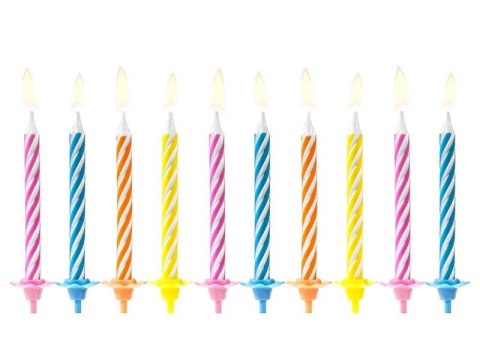 Świeczki urodzinowe, mix rożne kolory, 10 szt. Partydeco Świeczki urodzinowe, mix rożne kolory, 10 szt. Partydeco