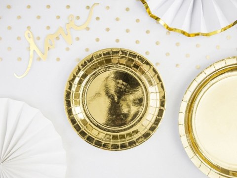 Talerzyki papierowe złote, metaliczne, 18cm, 6 szt. Partydeco Talerzyki papierowe złote, metaliczne, 18cm, 6 szt. Partydeco