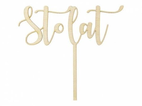 Topper drewniany urodzinowy Sto lat, 14cm Partydeco Topper drewniany urodzinowy Sto lat, 14cm Partydeco
