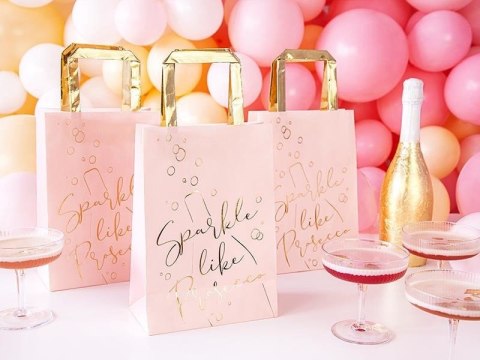 Torebki na prezenty Prosecco, różowy, 18 x 26 x 10 cm Partydeco Torebki na prezenty Prosecco, różowy, 18 x 26 x 10 cm Partydeco