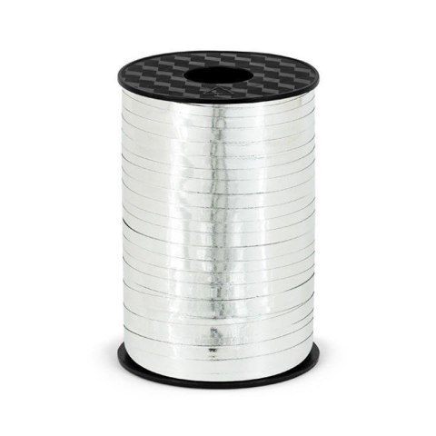 Wstążka plastikowa, Srebrna Metalizowana, 5mm/225m Partydeco Wstążka plastikowa, Srebrna Metalizowana, 5mm/225m Partydeco