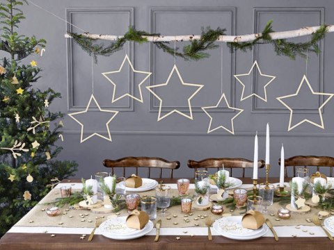 Zawieszki dekoracyjne Gwiazdy, naturalne drewno, 3 szt. Partydeco Zawieszki dekoracyjne Gwiazdy, naturalne drewno, 3 szt. Partydeco