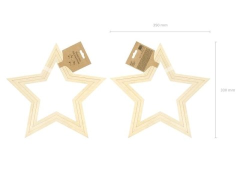 Zawieszki dekoracyjne Gwiazdy, naturalne drewno, 3 szt. Partydeco Zawieszki dekoracyjne Gwiazdy, naturalne drewno, 3 szt. Partydeco