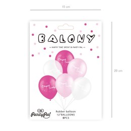 Zestaw balonów lateksowych, Chrzest Święty, Różowe, 6 szt. PartyPal