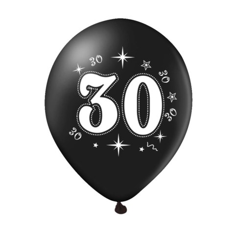 Zestaw balonów na 30 urodziny, czarno-złote, 30cm, 10szt. PartyPal Zestaw balonów na 30 urodziny, czarno-złote, 30cm, 10szt. PartyPal