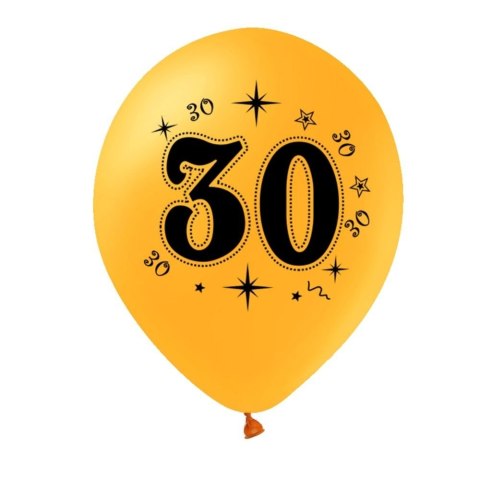 Zestaw balonów na 30 urodziny, czarno-złote, 30cm, 10szt. PartyPal Zestaw balonów na 30 urodziny, czarno-złote, 30cm, 10szt. PartyPal