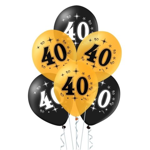 Zestaw balonów na 40 urodziny, czarno-złote, 30cm, 10szt. PartyPal Zestaw balonów na 40 urodziny, czarno-złote, 30cm, 10szt. PartyPal