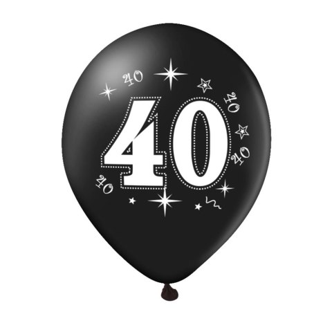 Zestaw balonów na 40 urodziny, czarno-złote, 30cm, 10szt. PartyPal Zestaw balonów na 40 urodziny, czarno-złote, 30cm, 10szt. PartyPal