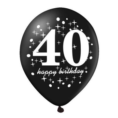 Zestaw balonów na 40 urodziny, czarno-złoty, 30cm, 6 szt. PartyPal Zestaw balonów na 40 urodziny, czarno-złoty, 30cm, 6 szt. PartyPal