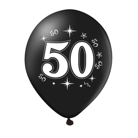 Zestaw balonów na 50 urodziny, czarno-złote, 30cm, 10szt. PartyPal Zestaw balonów na 50 urodziny, czarno-złote, 30cm, 10szt. PartyPal