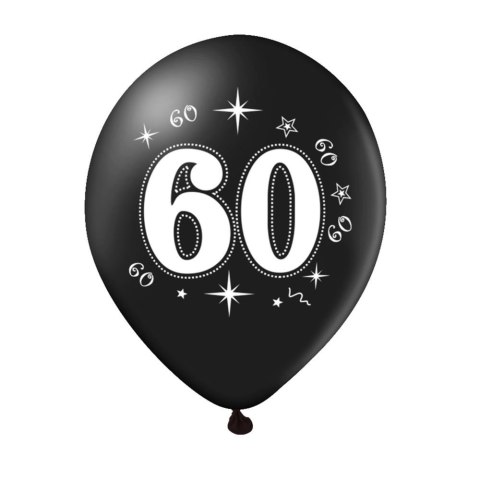 Zestaw balonów na 60 urodziny, czarno-złote, 30cm, 10szt. PartyPal Zestaw balonów na 60 urodziny, czarno-złote, 30cm, 10szt. PartyPal