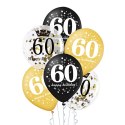Zestaw balonów na 60 urodziny, czarno-złoty, 30 cm, 6 szt. PartyPal