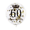 Zestaw balonów na 60 urodziny, czarno-złoty, 30 cm, 6 szt. PartyPal