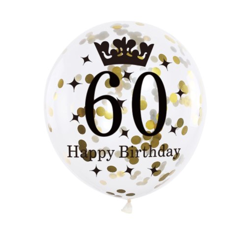Zestaw balonów na 60 urodziny, czarno-złoty, 30 cm, 6 szt. PartyPal Zestaw balonów na 60 urodziny, czarno-złoty, 30 cm, 6 szt. PartyPal