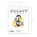 Zestaw balonów na 60 urodziny, czarno-złoty, 30 cm, 6 szt. PartyPal