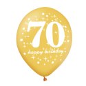 Zestaw balonów na 70 urodziny, czarno-złote, 30cm, 6 szt. PartyPal
