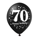 Zestaw balonów na 70 urodziny, czarno-złote, 30cm, 6 szt. PartyPal