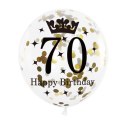 Zestaw balonów na 70 urodziny, czarno-złote, 30cm, 6 szt. PartyPal
