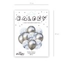 Zestaw balonów srebrne chrom z konfetti, 30cm, 10 sztuk PartyPal