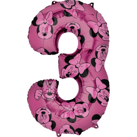 Balon Foliowy Cyfra 3 Myszka Minnie 66 cm Amscan / Anagram Balon Foliowy Cyfra 3 Myszka Minnie 66 cm Amscan / Anagram