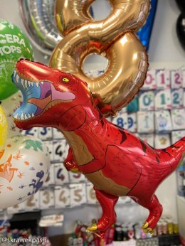 Balon Foliowy - Czerwony Dinozaur T-Rex 90 cm Grabo Grabo