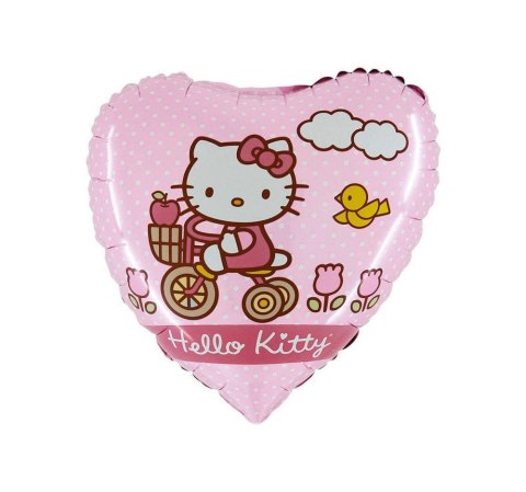 Balon Foliowy Serce Hello Kitty na rowerze - 46 cm Grabo Balon Foliowy Serce Hello Kitty na rowerze - 46 cm Grabo